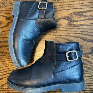 Zara Kids Black Boots Bootie Gold Buckle 25 Sz 8